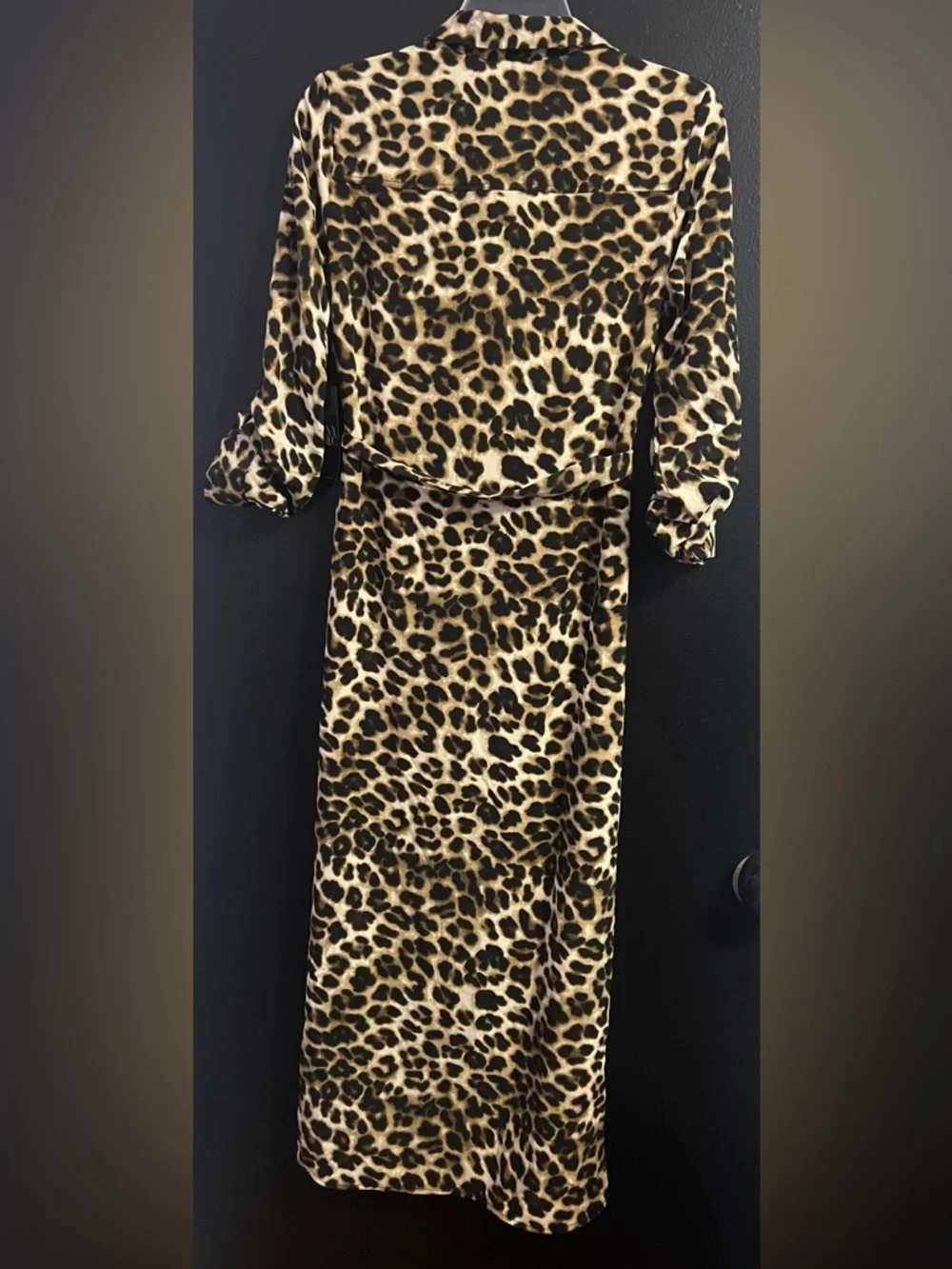 NY&Co Leopard Print Maxi Shirt Dress - Tan/Black - Picture 3 of 6